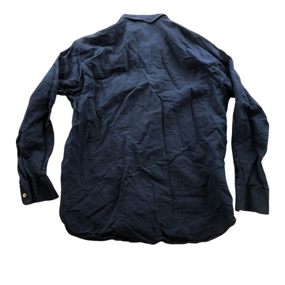 Pronto Uomo Mens Shirt Large Long Sleeve Classic Button Up Casual Navy Travel - Picture 2 of 8